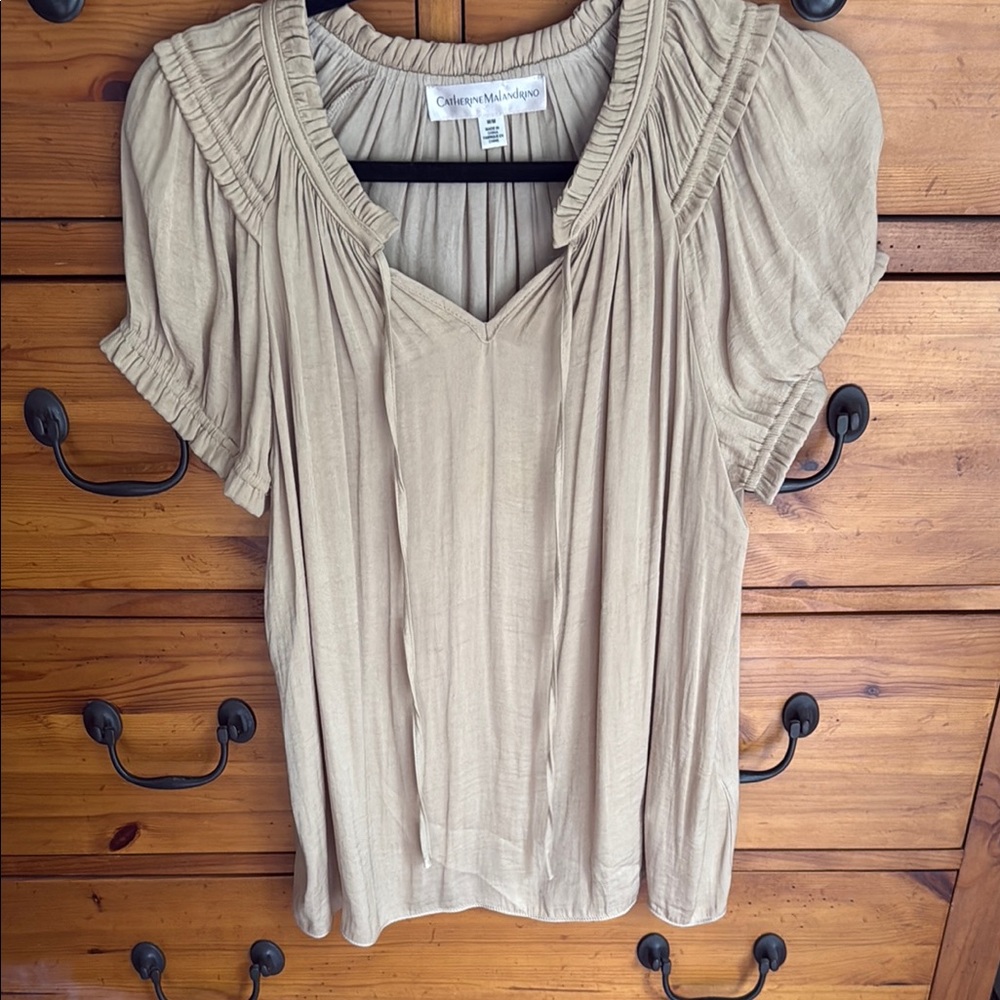 Beige Pleated Women's Top